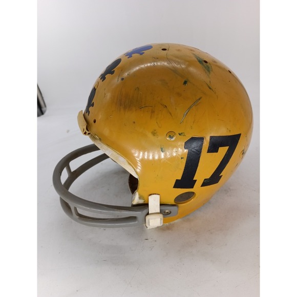 Vintage BK Football Helmet Yellow #17 Skull Stickers Man Cave Display